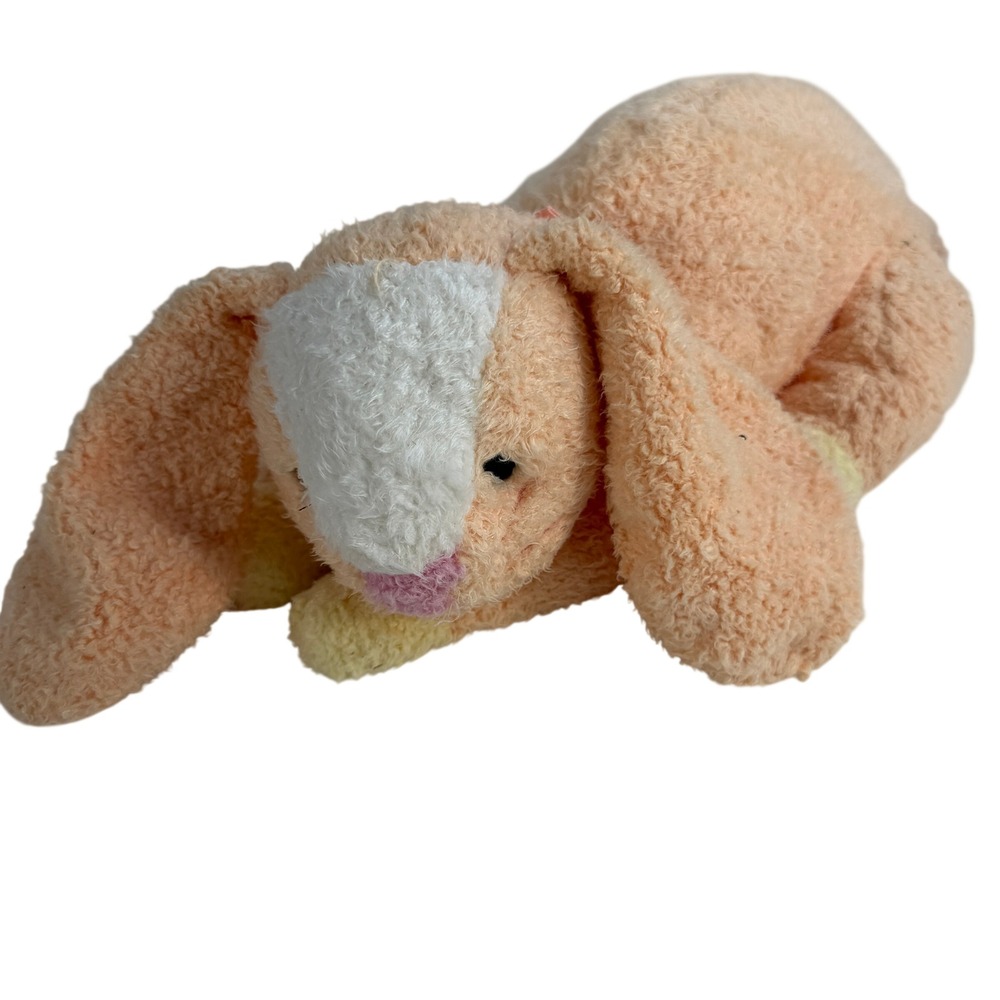 Ty 2000 Honey Bunny Rabbit Plush Rattle Terry Pastel Baby Peach Yellow Stuffie